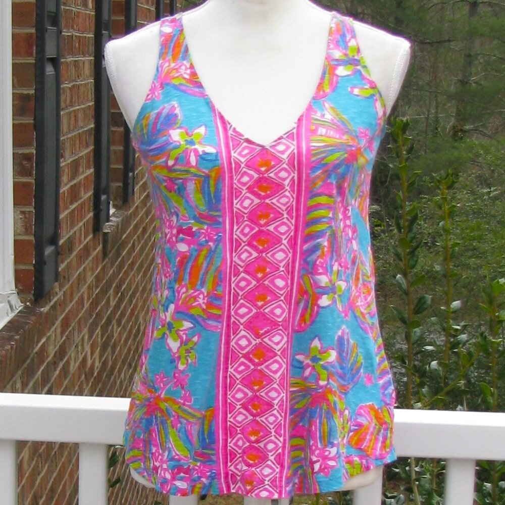 Lilly Pulitzer Minka trapeze strappy racerback tank top shirt XS pullover - Picture 2 of 6